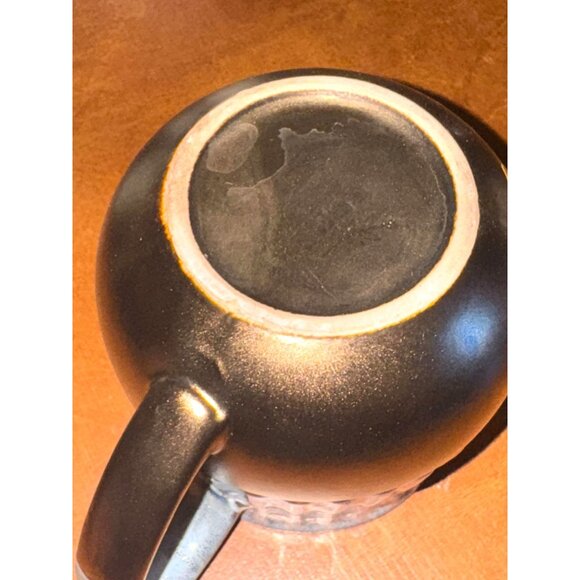 Stoneware Ribbed Textured Coffee Mug With Copper Accent - Picture 2 of 4